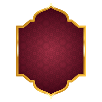 Luxury golden red islamic royal title frame arabic style text box banner clipart png