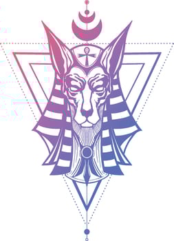 Anubis is the god of Egypt. Hand drawing  black  white background vector