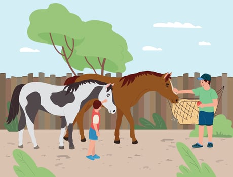 Horse Ranch Flat Composition vector