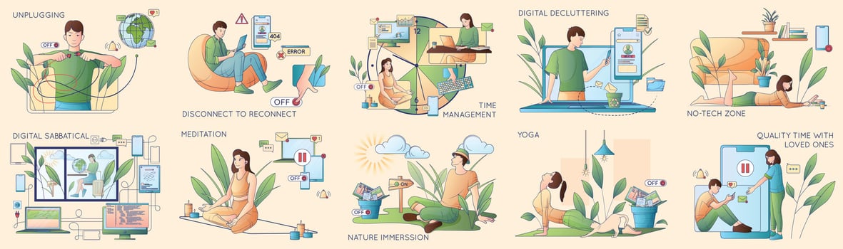 Digital Detoxing Line Compositions vector