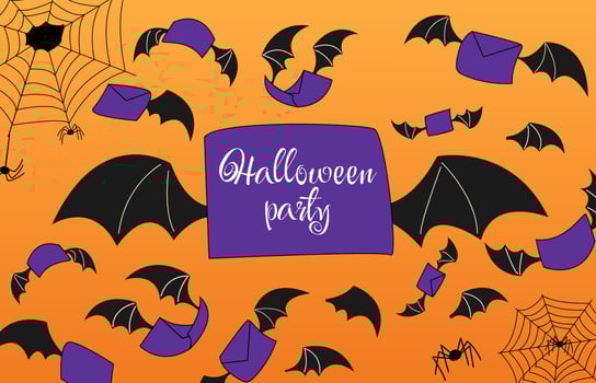 Halloween party. Invitation with bat wings.Halloween background, Autumn holidays. Vector illustration EPS10.