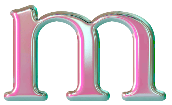 Iridescent lowercase alphabet letters png