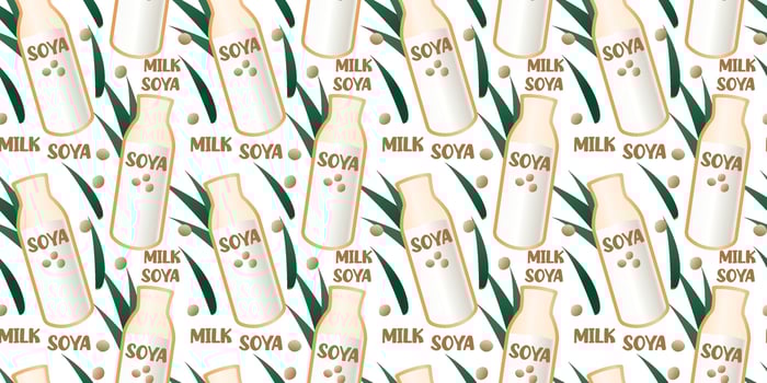 Soy milk seamless pattern. Plant-based milk. Vegan products. Vector. Perfect for various projects like textiles, paper crafts, and more. vector
