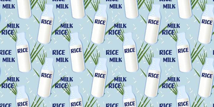 Rice milk seamless pattern. Plant-based milk. Vegan products. Vector. Perfect for various projects like textiles, paper crafts, and more. vector