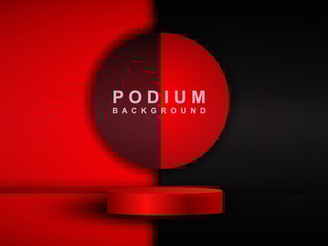 Cylindrical podium scene background. Product presentation, mock up, cosmetic product exhibition, podium, stage or platform. Vector illustration