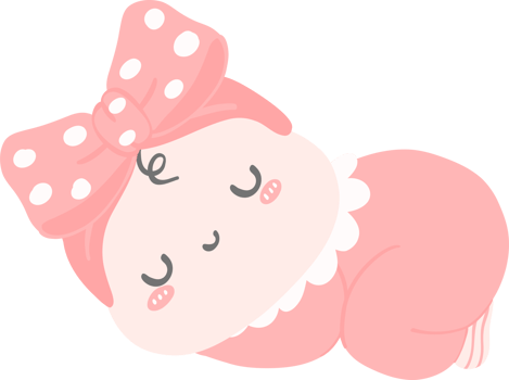 Cute baby girl happy sleeping png