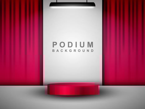 Cylindrical podium scene background. Product presentation, mock up, cosmetic product exhibition, podium, stage or platform. Vector illustration