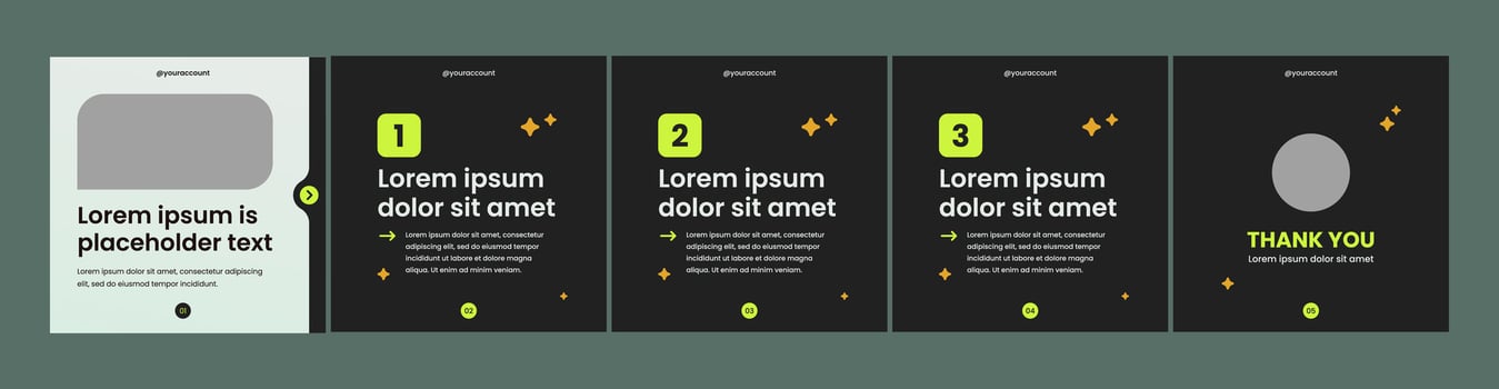 carousel template for social posts with a dark theme vector