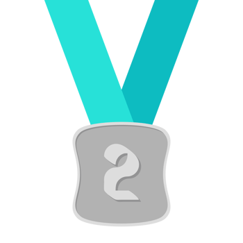 Second Place Silver Medal Green Ribbon Basic Shape png
