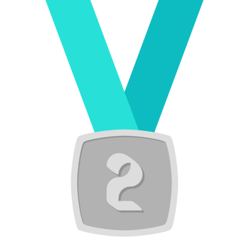 Second Place Silver Medal Green Ribbon Basic Shape png