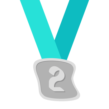 Second Place Silver Medal Green Ribbon Basic Shape png