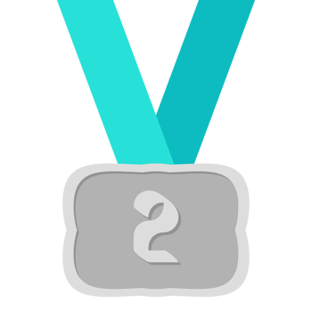 Second Place Silver Medal Green Ribbon Basic Shape png