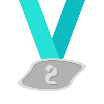 Second Place Silver Medal Green Ribbon Basic Shape png