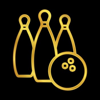 gold colored bowling icon vector