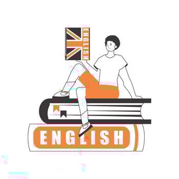 Guy English teacher. The concept of learning a foreign language. Linear trendy style. Isolated, vector illustration.