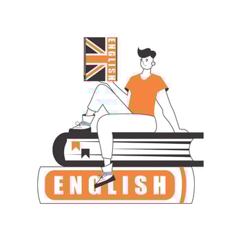 Guy English teacher. The concept of learning a foreign language. Line art style. Isolated, vector illustration.