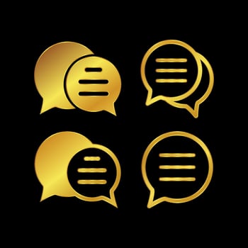 gold colored chat icon vector
