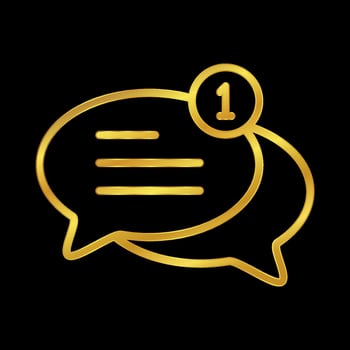 gold colored chat icon vector