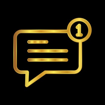 gold colored chat icon vector