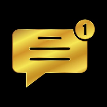gold colored chat icon vector