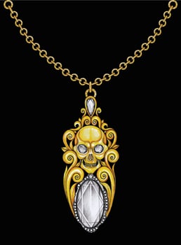 Jewelry design art vintage mix skull gold pendant hand drawing and painting make graphic vector. vector
