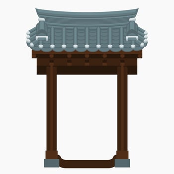 Editable Traditional Korean Hanok Door Building Vector Illustration for Artwork Element of Oriental History and Culture Related Design