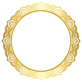 Luxury golden circle frame transparent with vintage mandala gold circular pattern clipart vector