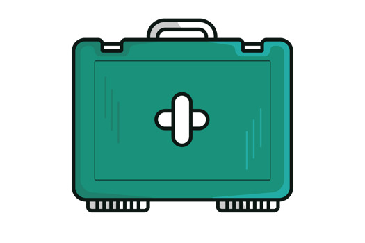 Medical First Aid Kit illustration. Health and medical diagnostics icon concept. Medical equipment, First aid storage, doctor's case design. png