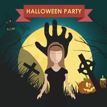Happy Halloween poster. Flat vector illustration