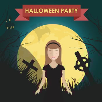 Halloween poster. Flat vector illustration