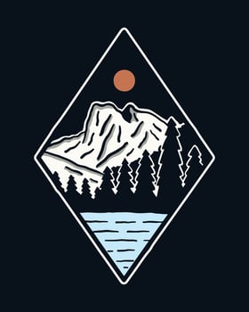 Emerald Lake in Yoho National Park vintage vector for badge t shirt sticker illustration