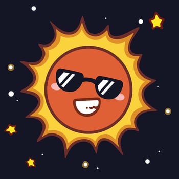 Colorful Cute Cartoon Stars and Planets vector