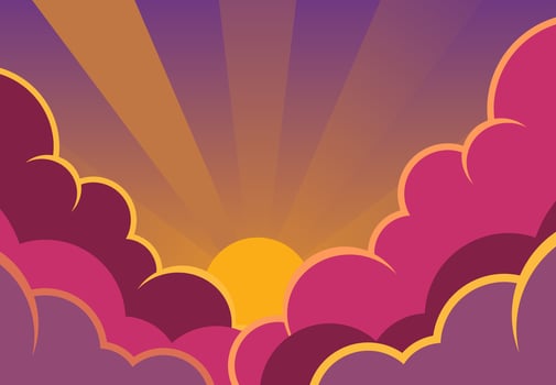Sunset sky with colorful cloud vector illustration