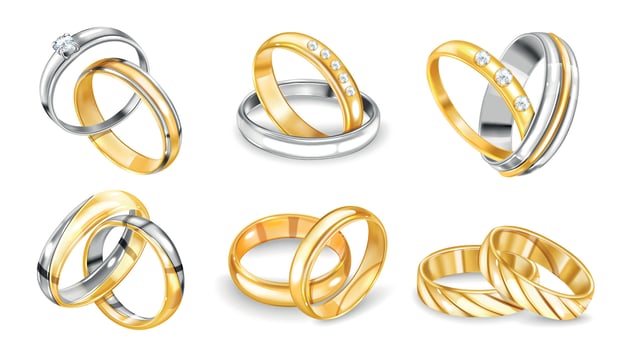 Realistic Wedding Rings Set vector