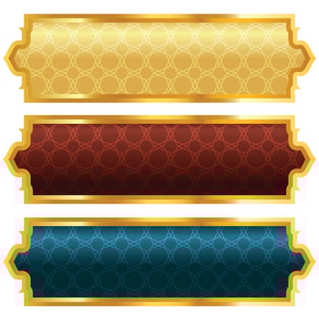 luxury golden arabic islamic banner title frame background gold text box clipart vector