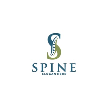 initial Letter S and spine logo vector, Chiropractic Logo design icon template vector
