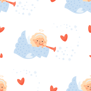 Seamless pattern with  angel   with trumpet png