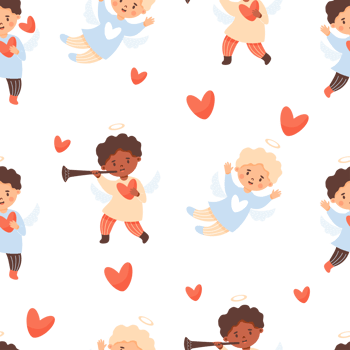 Christmas seamless pattern. angel  kids boy png