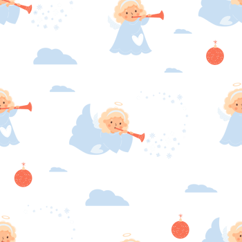 Seamless pattern with  angel   with trumpet png