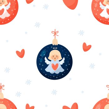 Seamless pattern with Christmas ball with  angel png