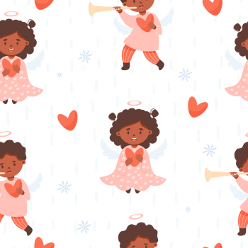 seamless pattern. Cute angel ethnic kids png