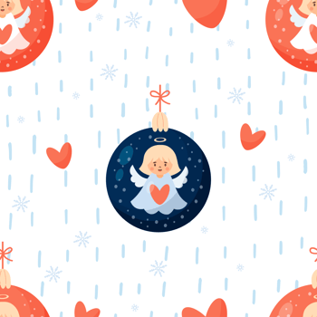 Seamless pattern with Christmas ball with  angel png
