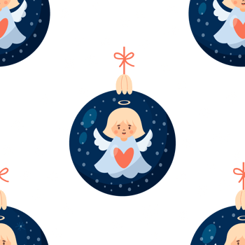 Seamless   pattern with Christmas ball with angel png