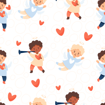 seamless pattern. angel  kids boy png