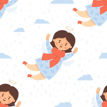 Seamless pattern with cute angel girl png