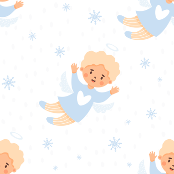 Christmas seamless pattern. Cute angel boy png