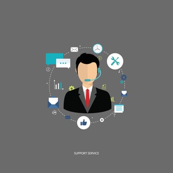 Support service concept. Flat design illustration with icons. Technical support assistant. vector