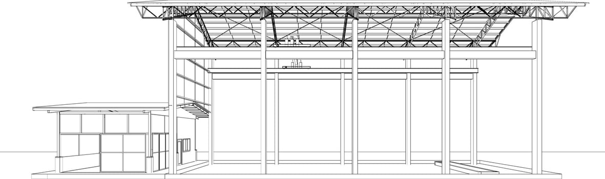 3D illustration of industrial building vector