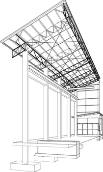 3D illustration of industrial building vector