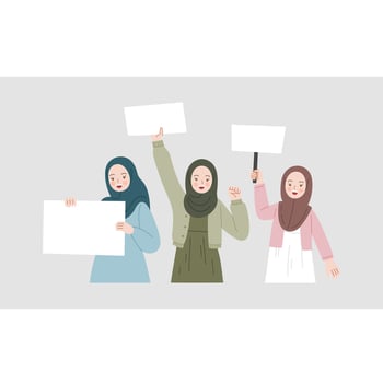 cute demonstrator campaign protester blank sign vector